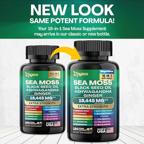 Sea Moss 7000mg Black Seed Oil 4000mg Ashwagandha 2000mg Turmeric 2000mg Zoyava