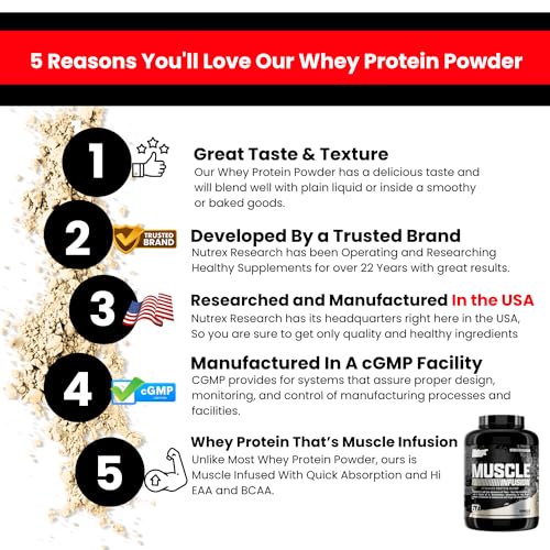Nutrex Research Whey Protein Powder, Vanilla Muscle Infusion Whey Isolate w/EAA Nutrex Research