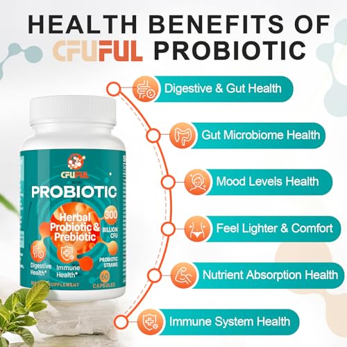 Probiotics for Women & Men - 300 Billion CFU & 24 Strains Probiotic with 15 Organic Herbs Cfuful
