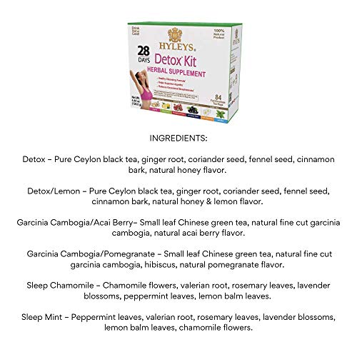 Hyleys Detox Tea for Cleanse and Weight Loss - 28 Day Kit - 84 Tea Bags (9 Pack) HYLEYS