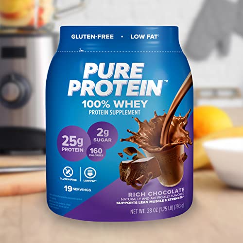 Pure Protein 100% Whey Protein Powder, Rich Chocolate, 25 g Protein, 1.75 lb Pure Protein