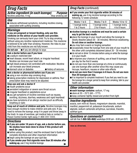 Habitrol Nicotine Lozenges 4 mg Mint Flavor - 72 Count – Stop Smoking Aid Habitrol