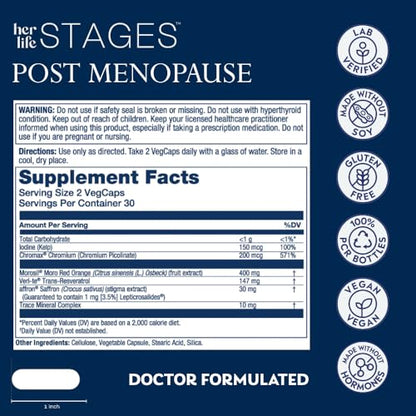 Solaray Postmenopause her Life Stages - Post Menopause Supplements for Women with Resveratrol