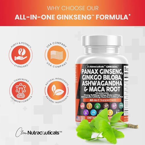 Panax Ginseng 10000mg Ginkgo Biloba 4000mg Ashwagandha Maca Root