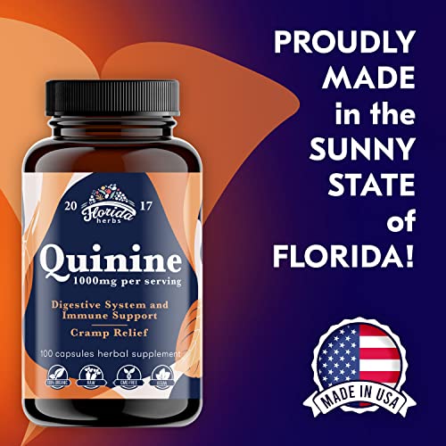 Leg Cramps Support Organic Pills - 1000 mg - Quinine Tablets for Cramp Defense FLORIDA HERBS