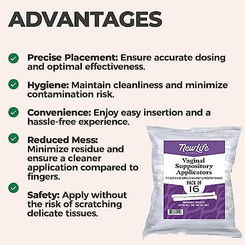 NewLife Naturals Disposable Plastic Vaginal Suppository Applicators - Fits Most Boric Acid Suppositories NewLife Naturals