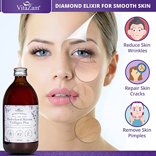 Diamond Elixir Marine Liquid Collagen Type 1 & 3 Hydrolysed Collagen Peptides 10000mg VitaZam