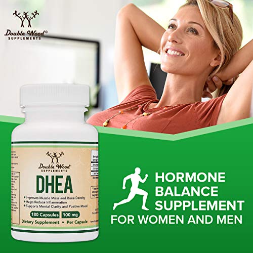 DHEA 100mg | 180 Capsules | Max Strength 6 Month Supply | Third Party Tested | Hormone Double Wood Supplements