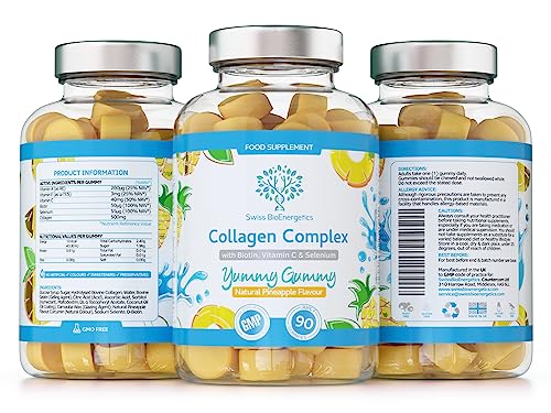Collagen Complex - 90 Natural Pineapple Flavour Chewable Yummy Gummies swiss bioenergetics