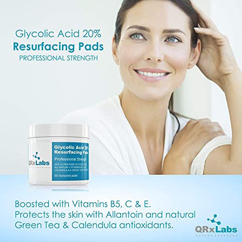 QRxLabs Glycolic Acid 20% Resurfacing Pads for Face & Body with Vitamins B5 QRxLabs