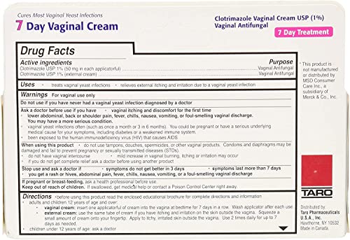 Taro Clotrimazole 7 Vaginal Cream 45 g (Pack of 4) TARO