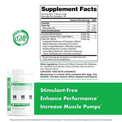 PerformanceOne Best Stimulant-Free Pre Workout Powder by NutraOne for Women and Men —Powerful Nitric Oxide Pre Workout, Non-Stimulant W/ PeakO2Ⓡ, Creatine Monohydrate & HydromaxⓇ (30 Servings)