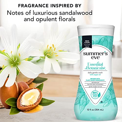 Summer's Eve Essential Botanicals Gentle Wash with Argan Oil, Removes Odor, pH balanced, 12 fl oz Summer's Eve