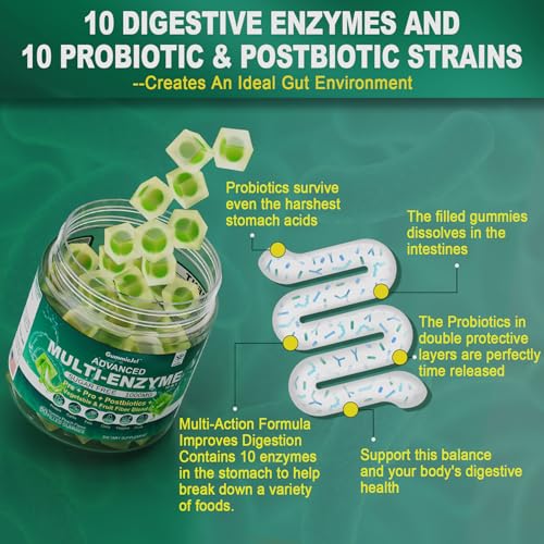 Sugar Free Digestive Enzymes Gummies 1000mg - Break Down Food Quickly - Chewable EnvyCure