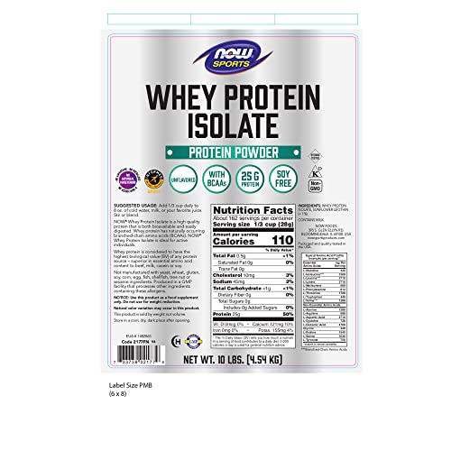NOW Sports Nutrition, Whey Protein Isolate, 25 g With BCAAs, Unflavored Powder NOW
