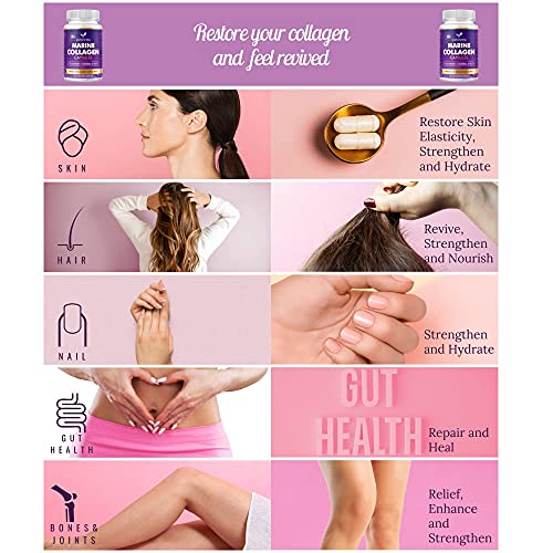 High Strength Marine Collagen Tablets - Skin, Hair, Nails & Joints - Fortified with Hyaluronic Acid Euphoria Bliss