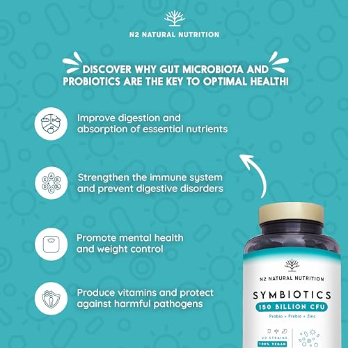Probiotics 150 Billion CFU - 20 Strains with Prebiotics & Zinc. Highest Concentration N2 Natural Nutrition