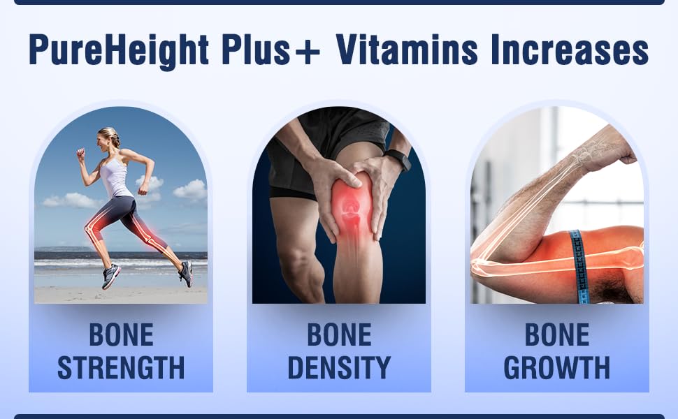 Height Growth Vitamins Grow Taller - Increase Bone Strength Bone Density Bone Growth PURE BIOTECHNOLOGIES