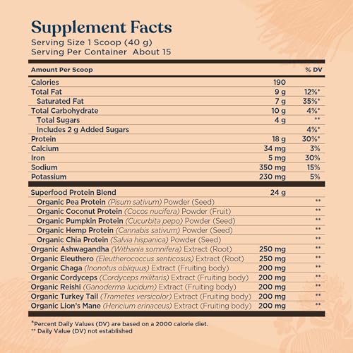 Four Sigmatic Organic Vegan Protein Powder | 18g Plant-Based Protein per Serving Four Sigmatic