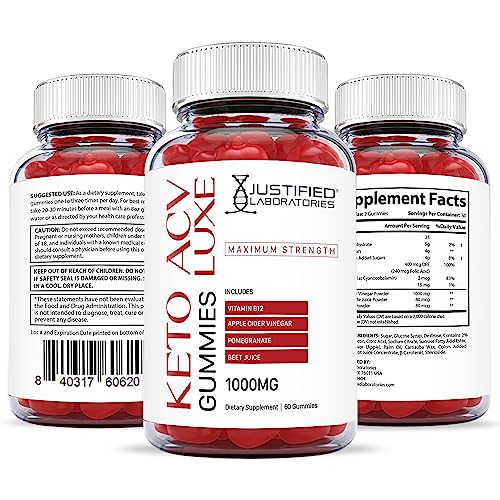 Justified Laboratories Luxe Keto ACV Gummies 1000MG with Pomegranate Juice Beet Root Justified Laboratories