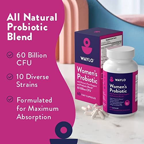 Probiotics for Women | Easy to Swallow Tiny Capsule | with Prebiotics, 60 Billion CFUs Waylo