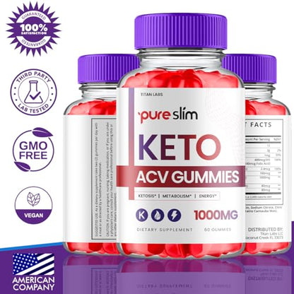(3 Pack) Pure Slim Keto ACV Gummies, Pure Slim Keto ACV Advanced Weight Loss 1000 MG