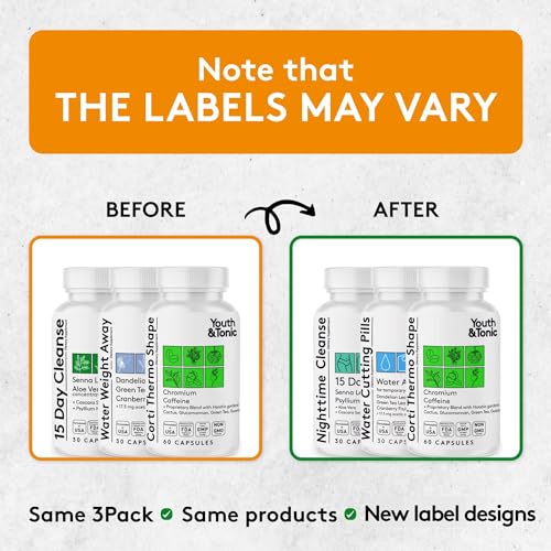 Sculpt Shred Cleanse Detox as 3x Action Diet Pills for Puffiness Belly Bloating & Loss of Waste Youth & Tonic