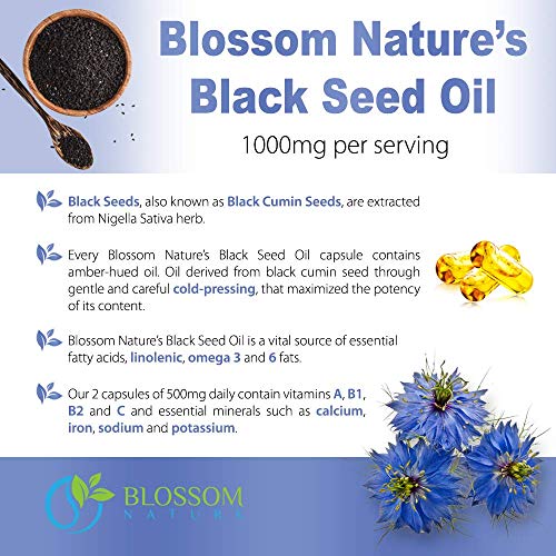 Black Seed Oil Capsules 1000mg - Premium Black Cumin Seed Oil Capsules - Black Seed Blossom Nature