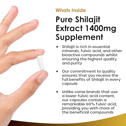 Shilajit Capsules 1400mg 60% Fulvic Acid Pure Shilajit - High Strength Himilayan Shilajit NEW LEAF PRODUCTS