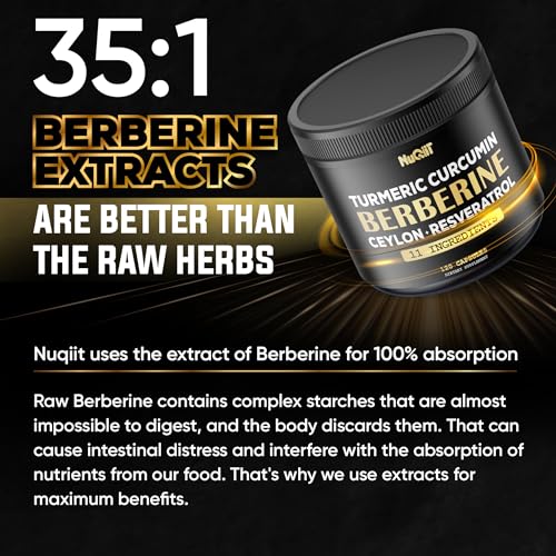 Berberine Supplement 14000mg Turmeric Curcumin 4500mg Trans-Resveratrol 4500mg Nuqiit