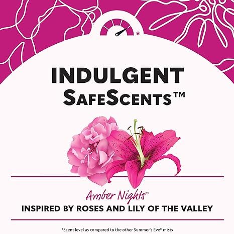 Summer's Eve Refresher Mist, Feminine Spray Reduces Odor, Amber Nights, Body Spray for Women Summer's Eve