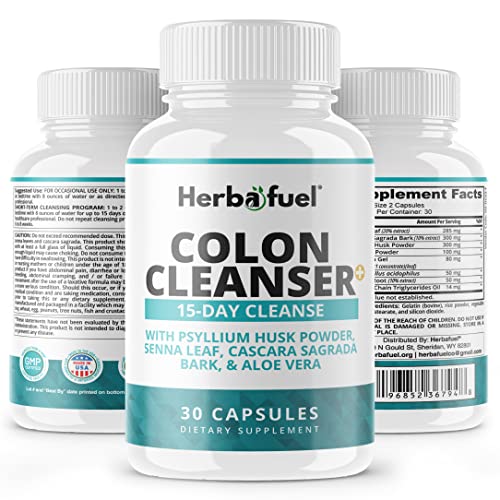 Herbafuel Colon Cleanse - Supports Detox, Gut Health, & Bloating Relief - Contains Herbs Herbafuel