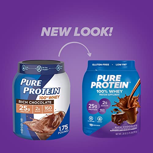 Pure Protein 100% Whey Protein Powder, Rich Chocolate, 25 g Protein, 1.75 lb Pure Protein