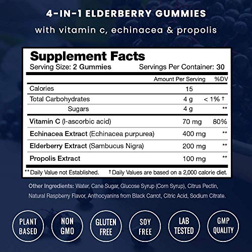 NutraChamps Elderberry Gummies with Vitamin C, Propolis & Echinacea NutraChamps