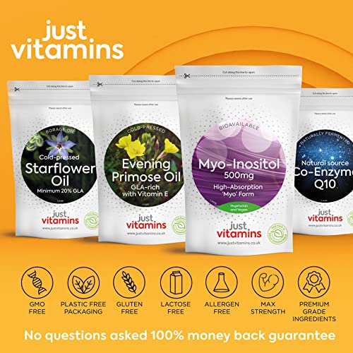 Myo-Inositol Capsules - 500mg x90 Capsules - Pure Premium Quality Myo Inositol Vitamin Just Vitamins