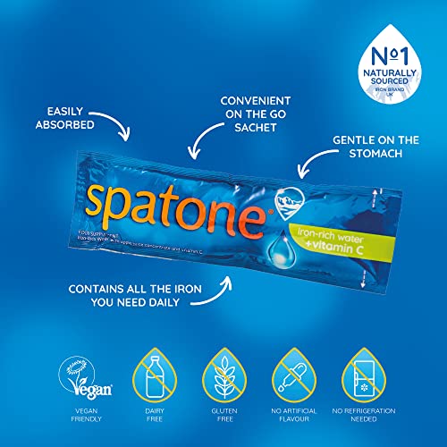 Spatone Natural Liquid Iron Supplement, Apple Flavour With Vitamin C (28 Sachets) Spatone