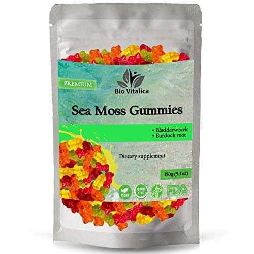 Sea Moss Gummies - Irish sea Moss raw Organic, Bladderwrack, Burdock Root