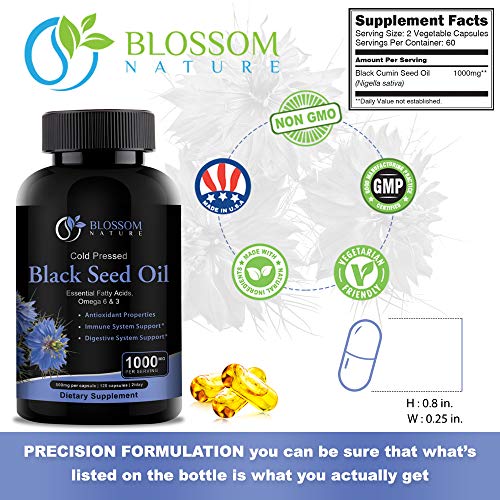 Black Seed Oil Capsules 1000mg - Premium Black Cumin Seed Oil Capsules - Black Seed Blossom Nature