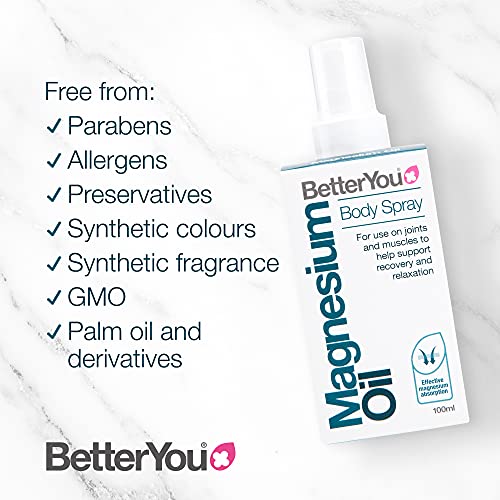 BetterYou Magnesium Oil Body Spray, Pure and Natural Source of Magnesium Chloride BetterYou