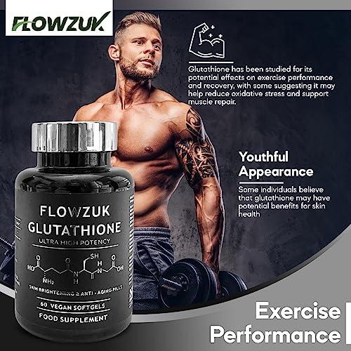 Glutathione Supplements Ultra High Strength 60 Easy to Swallow softgels with Added Vitamin C and Collagen FLOWZUK