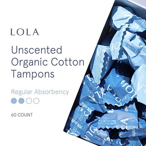 LOLA Organic Cotton Tampons, 60 Count - Tampons Regular, Period Feminine Hygiene Products LOLA