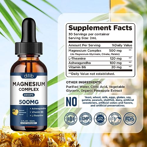 Triple Magnesium Complex Supplement-Magnesium Glycinate, Citrate, Malate Liquid Drops dilib