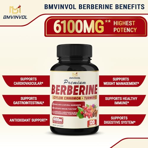 BMVINVOL Premium Berberine HCl 6-in1 Equivalent 6100mg - 120 Capsules - Plus Ceylon BMVINVOL
