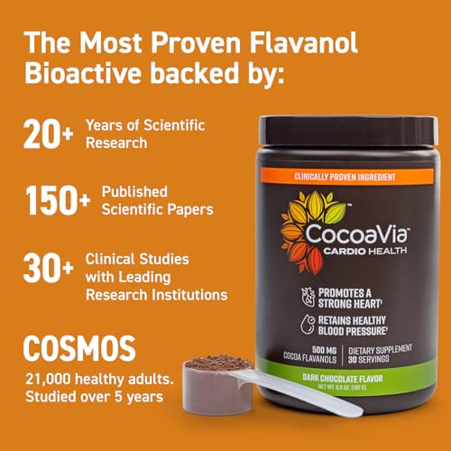 CocoaVia Cardio Health Cocoa Powder, 60 Servings, 500mg Cocoa Flavanols CocoaVia
