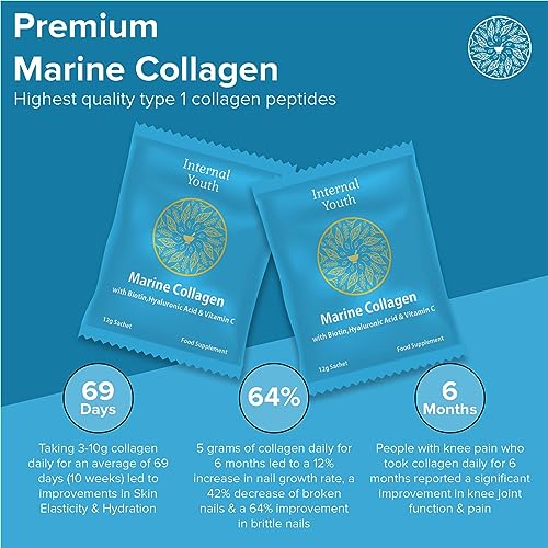 Marine Collagen Powder 10000mg with Hyaluronic Acid Biotin and Vitamin C A D3 E - Collagen Internal Youth
