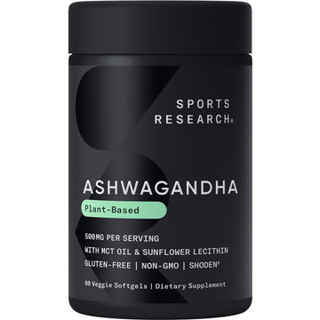 Sports Research® Ashwagandha Softgels with Coconut MCT Oil - Natural Adaptogen