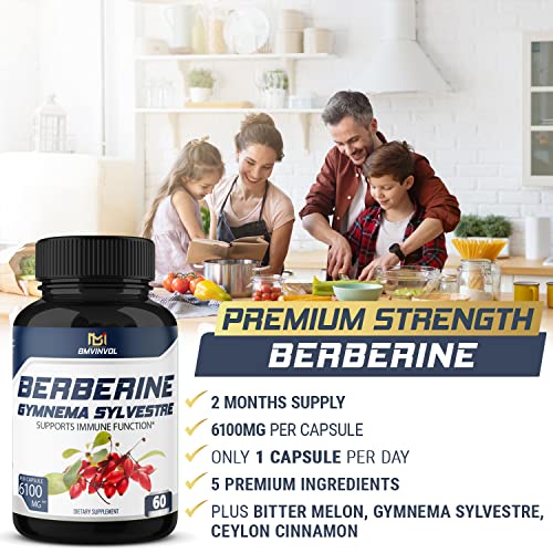 BMVINVOL 5-in-1 Berberine Supplement 6100mg with Ceylon Cinnamon, Gymnema Sylvestre BMVINVOL