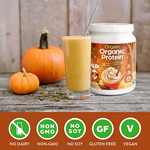 Orgain Organic Vegan Protein Powder, Pumpkin Spice - 21g of Plant Based Protein Orgain