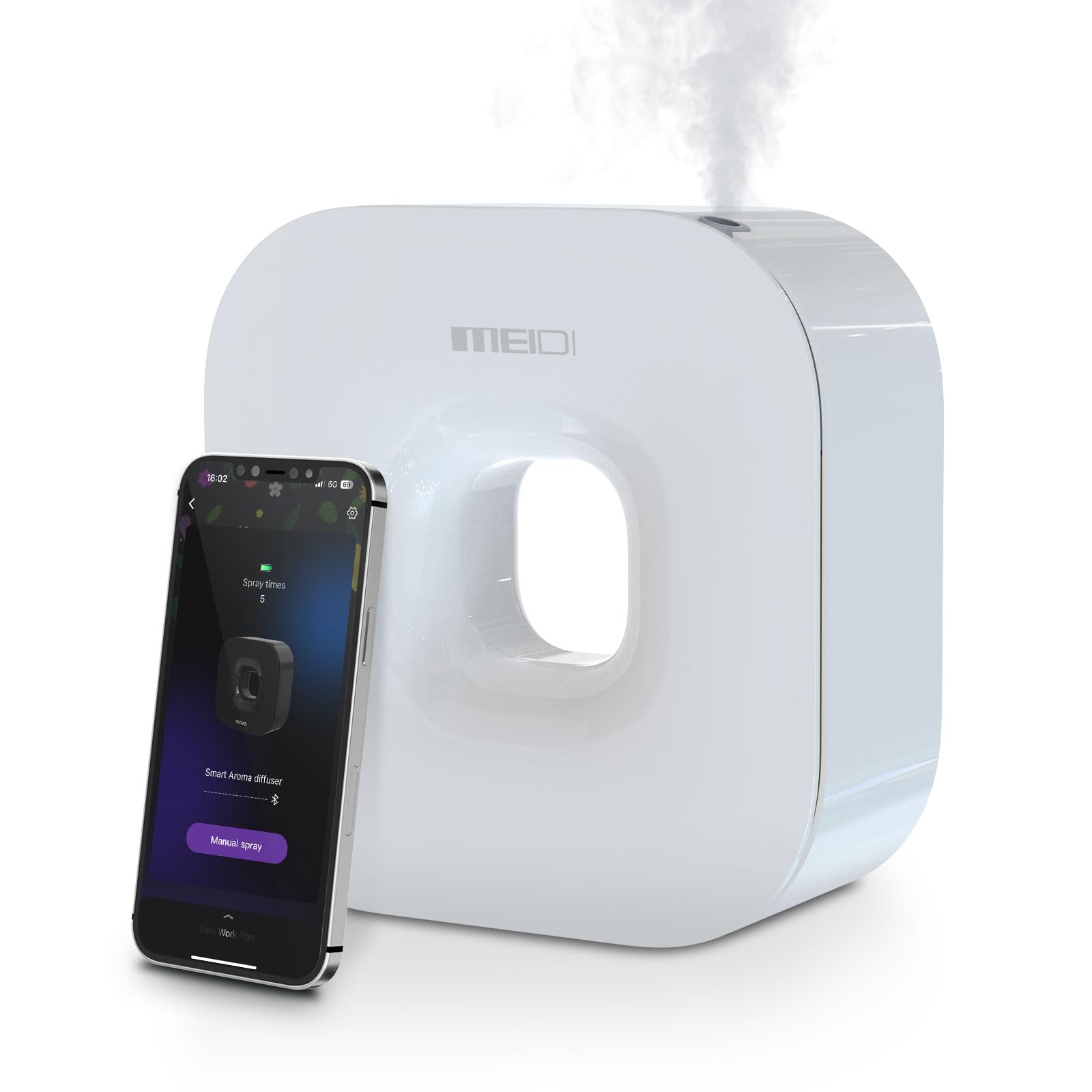 MEIDI Waterless Essential Oil Diffuser - Bluetooth Cordless Aromatherapy Diffuser with App Control