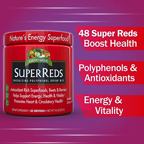 Garden Greens Super Reds Energizing Polyphenol Superfoods, Antioxidants, Powder Drink Garden Greens